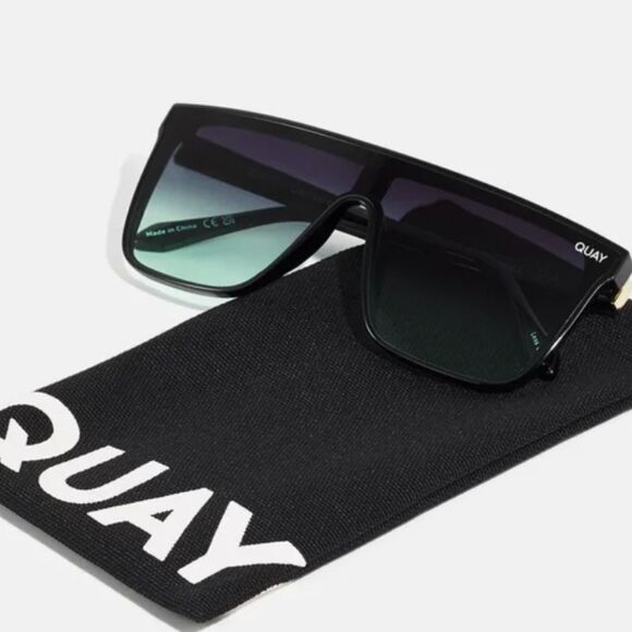 Quay Australia Nightfall 49MM Flat Top Shield Sunglasses- Black/Fade Mint main image 4